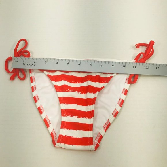 Xhilaration Women's Sz XS 00 Hipster String Bikini Swim Bottom Red White Striped - Picture 7 of 10